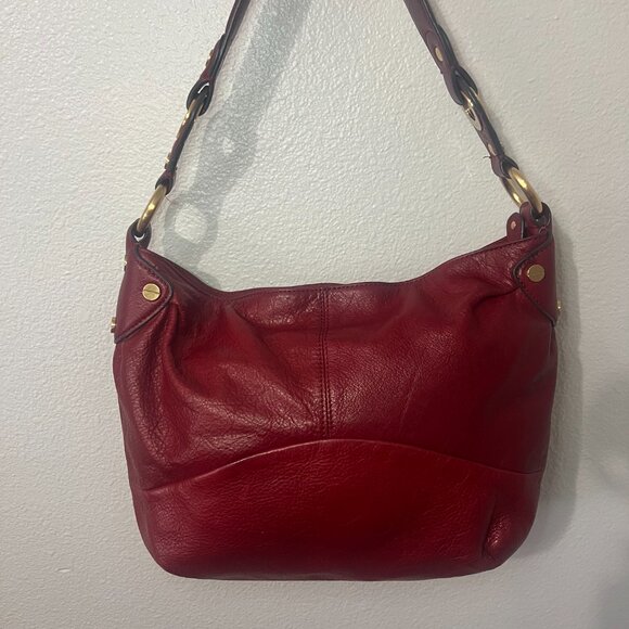 B. Makowsky Red Leather Hobo Bag - Picture 10 of 15